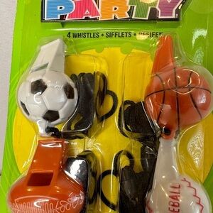 Unique Party 4 Whistles Ball With Necklace Basketball Baseball Football Soccer